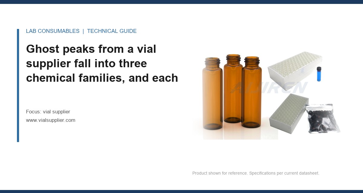 Ghost peaks from a vial supplier fall into three chemical families, and each